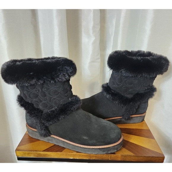 Coach Shoes - COACH IZZIE BOOT Black Size 11 MSRP: $378.00 Suede Faux Fur Lined